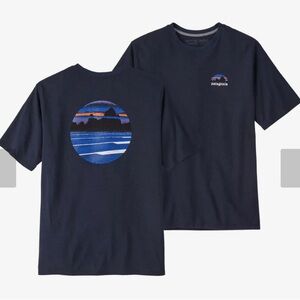 Patagonia Men's Tee Shirt XL Navy Blue Skyline Stencil Responsibiliti